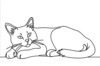 Minimalist Line Art of Ragdoll Cat Lying on Back with Gazing Eyes