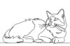Minimalist Line Art of Ragdoll Cat Lying on Back with Gazing Eyes