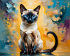 Expressive Siamese Cat Lost in Reflection Art Print