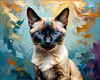 Expressive Siamese Cat Lost in Reflection Art Print