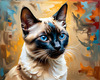Expressive Siamese Cat Lost in Reflection Art Print
