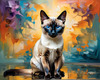 Expressive Siamese Cat Lost in Reflection Art Print