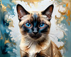 Expressive Siamese Cat Lost in Reflection Art Print