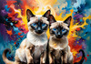 Expressive Siamese Cat Lost in Reflection Art Print