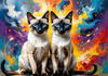 Expressive Siamese Cat Lost in Reflection Art Print