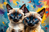 Expressive Siamese Cat Lost in Reflection Art Print