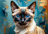 Expressive Siamese Cat Lost in Reflection Art Print