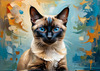 Expressive Siamese Cat Lost in Reflection Art Print