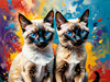 Expressive Siamese Cat Lost in Reflection Art Print