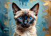 Expressive Siamese Cat Lost in Reflection Art Print