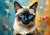 Expressive Siamese Cat Lost in Reflection Art Print