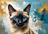 Expressive Siamese Cat Lost in Reflection Art Print