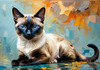 Expressive Siamese Cat Lost in Reflection Art Print