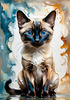Expressive Siamese Cat Lost in Reflection Art Print