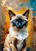 Expressive Siamese Cat Lost in Reflection Art Print