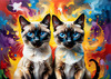 Expressive Siamese Cat Lost in Reflection Art Print