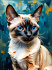 Expressive Siamese Cat Lost in Reflection Art Print