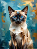 Expressive Siamese Cat Lost in Reflection Art Print