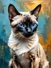 Expressive Siamese Cat Lost in Reflection Art Print