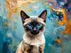 Expressive Siamese Cat Lost in Reflection Art Print