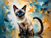 Expressive Siamese Cat Lost in Reflection Art Print
