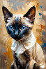 Expressive Siamese Cat Lost in Reflection Art Print