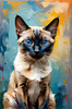 Expressive Siamese Cat Lost in Reflection Art Print
