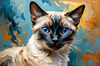 Expressive Siamese Cat Lost in Reflection Art Print