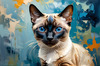 Expressive Siamese Cat Lost in Reflection Art Print