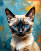 Expressive Siamese Cat Lost in Reflection Art Print