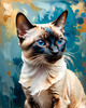 Expressive Siamese Cat Lost in Reflection Art Print