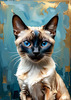Expressive Siamese Cat Lost in Reflection Art Print