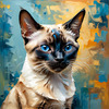Expressive Siamese Cat Lost in Reflection Art Print