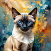 Expressive Siamese Cat Lost in Reflection Art Print