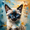 Expressive Siamese Cat Lost in Reflection Art Print