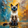 Expressive Siamese Cat Lost in Reflection Art Print