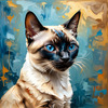 Expressive Siamese Cat Lost in Reflection Art Print