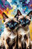 Expressive Siamese Cat Lost in Reflection Art Print