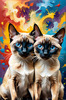 Expressive Siamese Cat Lost in Reflection Art Print