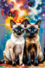 Expressive Siamese Cat Lost in Reflection Art Print