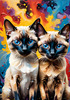 Expressive Siamese Cat Lost in Reflection Art Print