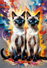 Expressive Siamese Cat Lost in Reflection Art Print