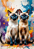 Expressive Siamese Cat Lost in Reflection Art Print