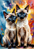 Expressive Siamese Cat Lost in Reflection Art Print