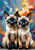 Expressive Siamese Cat Lost in Reflection Art Print