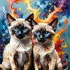 Expressive Siamese Cat Lost in Reflection Art Print