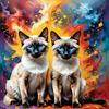 Expressive Siamese Cat Lost in Reflection Art Print