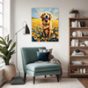 Retriever in Golden Blooms Living Room Demo