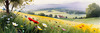 Vibrant Wildflower Meadows with Mist-Shrouded Mountain Range