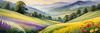 Vibrant Wildflower Meadows with Mist-Shrouded Mountain Range